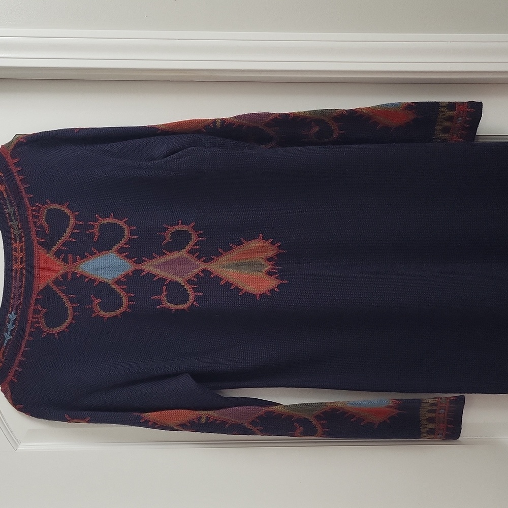 Peruvian Connection Navy and Red Long Sleeve Dress. Size XL - Picture 9 of 12